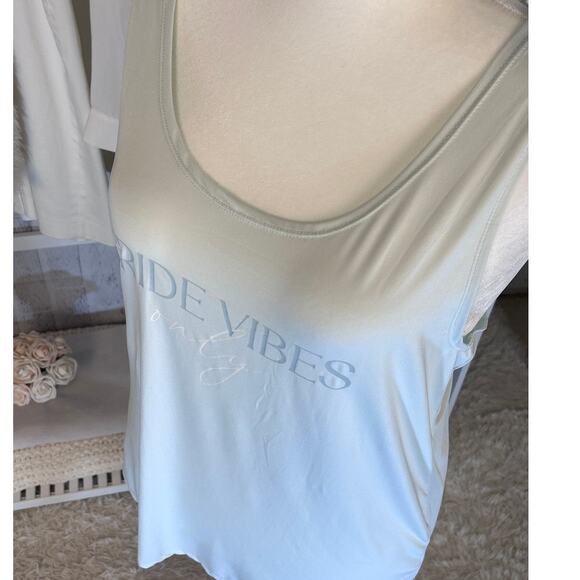 Ms. to Mrs. Womens Sz 3X Bride Vibes Only Light Blue Bridal Racerback Tank #0182 - Picture 2 of 6